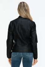 Snobbish Faux Leather Biker Jacket with Side Zip Pockets Woman Outerwear
