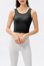 Round Neck Wide Strap Active Tank Black