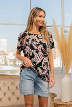 Sew In Love Full Size Paisley Print Round Neck Short Sleeve T-Shirt Black