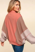 Haptics Zip Up Color Block Bomber Jacket with Side Pockets Woman Outerwear