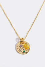 Inlaid Multicolored Zircon Round Pendant Copper Necklace Gold One Size Necklaces