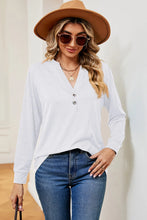Notched Long Sleeve T-Shirt White