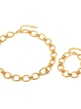 18K Gold-Plated Chunky Necklace and Bracelet Jewelry Set