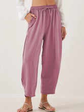 Full Size Drawstring Cropped Jogger Pants Plus Size Moonlit Mauve