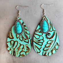 Artificial Turquoise Teardrop Earrings Aqua One Size
