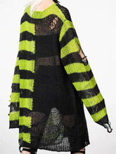 Striped Distressed Tunic Sweater Sweater Pullovers