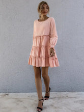 Frill Tiered Long Sleeve Mini Dress Casual Dresses