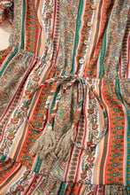 Bohemian Floral Print Buttoned V Neck Ruffle Tiered Dress Casual Dresses