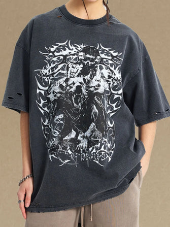 Men's Graphic Round Neck Half Sleeve T-Shirt Black