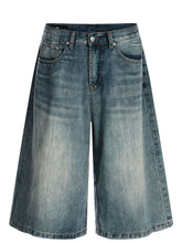 Men's Wide-Leg Denim Shorts Blue