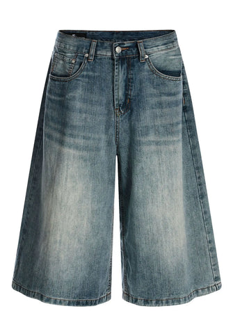 Men's Wide-Leg Denim Shorts Blue