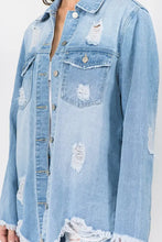 American Bazi Distressed Frayed Hem Denim Jacket Woman Outerwear