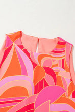 Abstract Floral Print Sleeveless Shift Mini Dress Casual Dresses