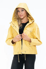 How Dare U Drawstring Hem PU Leather Zip Up Jacket Woman Outerwear