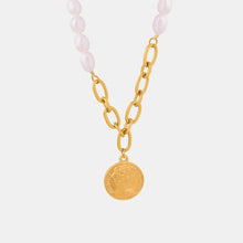 Coin pendant Pearl Titanium Steel Necklace