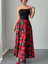 Floral Tube Maxi Dress Black