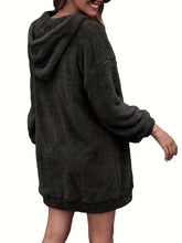 Half Zip Dropped Shoulder Oversized Hoodie Woman Sweatshirts