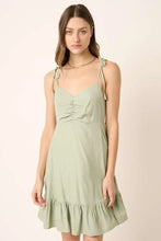 Mittoshop Ruched Detail Spaghetti Tie Mini Dress SAGE Casual Dresses