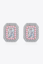 1 Carat Moissanite and Zircon Contrast Geometric Stud Earrings Silver One Size