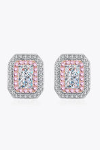 1 Carat Moissanite and Zircon Contrast Geometric Stud Earrings Silver One Size Earrings