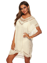 Bohemian Crochet Trim Beach Cover Up Dress Pastel Yellow One Size