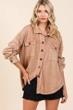 Mittoshop Mineral Wash French Terry Elbow Patch Shacket Camel Woman Outerwear