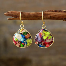 18K Gold-Plated Natural Stone Earrings Lime One Size