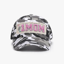Letter Adjustable Cotton Baseball Cap Black and white camouflage One Size