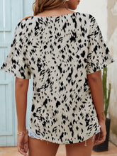Printed Notched Neck Half Sleeve Blouse Woman Blouses