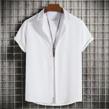 Men's Plus Size Casual Short Sleeve Button Down Shirt White