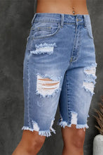 Distressed Frayed Hem Denim Bermuda Shorts Denim Shorts