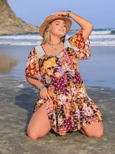 Plus Size Printed Round Neck Short Sleeve Dress Casual Dresses