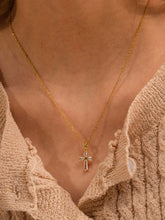 18K Gold-Plated Zircon Cross Pendant Necklace
