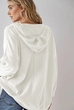 Exposed Seam Drawstring Long Sleeve Hoodie Woman Sweatshirts