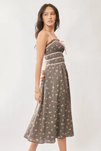 Davi & Dani Contrast Velvet Tape Smocking Bodice Midi Dress Woman Casual Dress