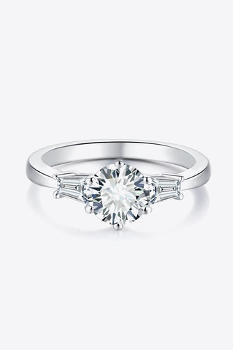 Loyal Love 1 Carat Moissanite Platinum-Plated Ring Silver