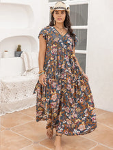 Plus Size Ruffled Printed Cap Sleeve Dress Multicolor Woman Maxi Dress