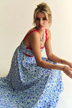 Davi & Dani Geo 2 Tone Printed Wavi Trim Tiered Maxi Dress Casual Dresses