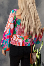 Floral Smocked Ruffled Balloon Sleeve Blouse Woman Blouses