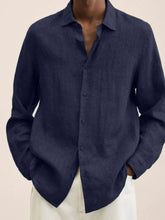 Men's Full Size Button-Down Long Sleeve Shirt Plus Size Navy