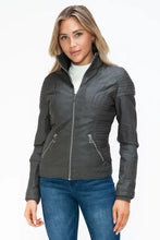 YMI Faux Layered Double-Zipper Jacket with Fuzzy Hood Woman Outerwear