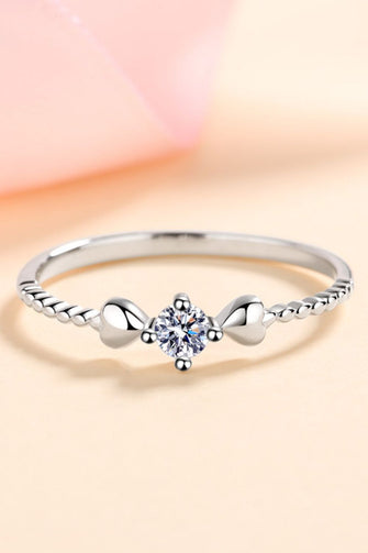 Adored Moissanite Heart 925 Sterling Silver Ring Silver