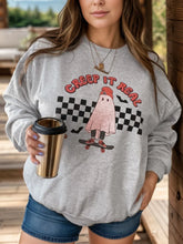 Plus Size Graphic Round Neck Long Sleeve Sweatshirt Gray Woman Sweatshirts