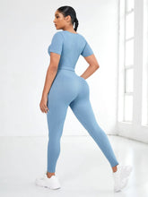 Round Neck Short Sleeve Top and Leggings Active Set Woman Activewear