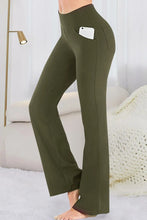 Pocketed High Waist Active Pants Army Green