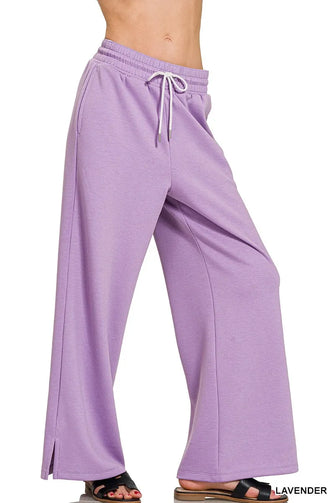 Zenana Scuba Drawstring Pants LAVENDER