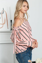 Striped Asymmetrical Long Sleeve Blouse Woman Blouses