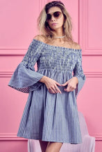BiBi Smocked Off Shoulder Striped Dress Casual Dresses