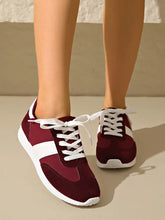 Round Toe Lace Up Sneakers Burgundy Woman Sneakers