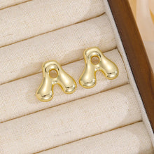 18K Gold-Plated Bubble Letter Stud Earrings Style A One Size